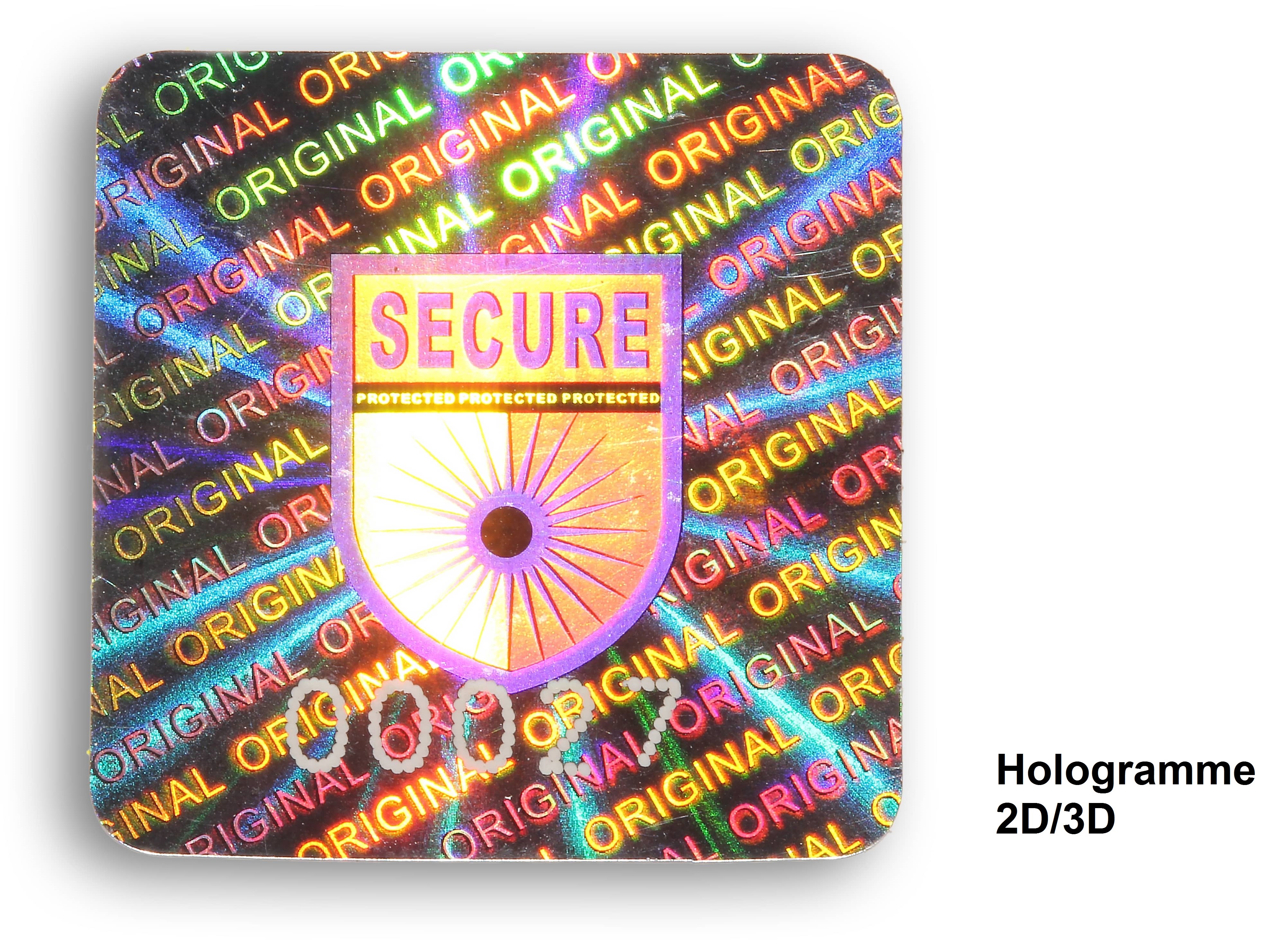 Hologramme 2D/3D hologramme-etiquette-3D-holographique-adhesif-étiquette